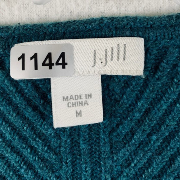 J. Jill Women's Long Sleeve V Neck‎ Textured Knit Tunic Top Sweater Green Size M - Picture 3 of 13